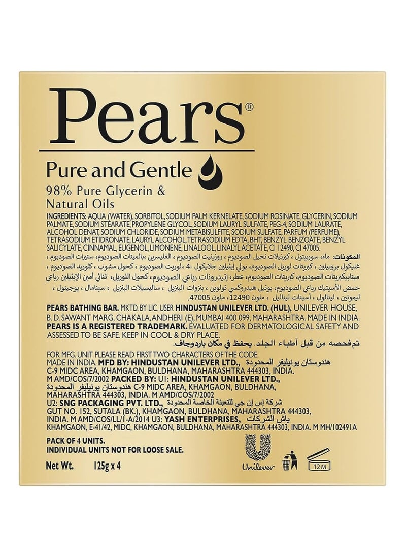 Pears Pears Pure & Gentle Bathing Soap Bar, Pack of 4 X 125G  - Image 2