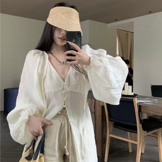 French Design Lantern Sleeve Sun Protection Shirt Womens Spring 2024 Waist Cinching Slimming Mid-Length Top L 57.50 kg-65.00 kg - pzsku/Z0FF71A2B46BD7CDDC0F1Z/45/1746205801/18f288b7-8e51-477d-877a-49c33f8b094e