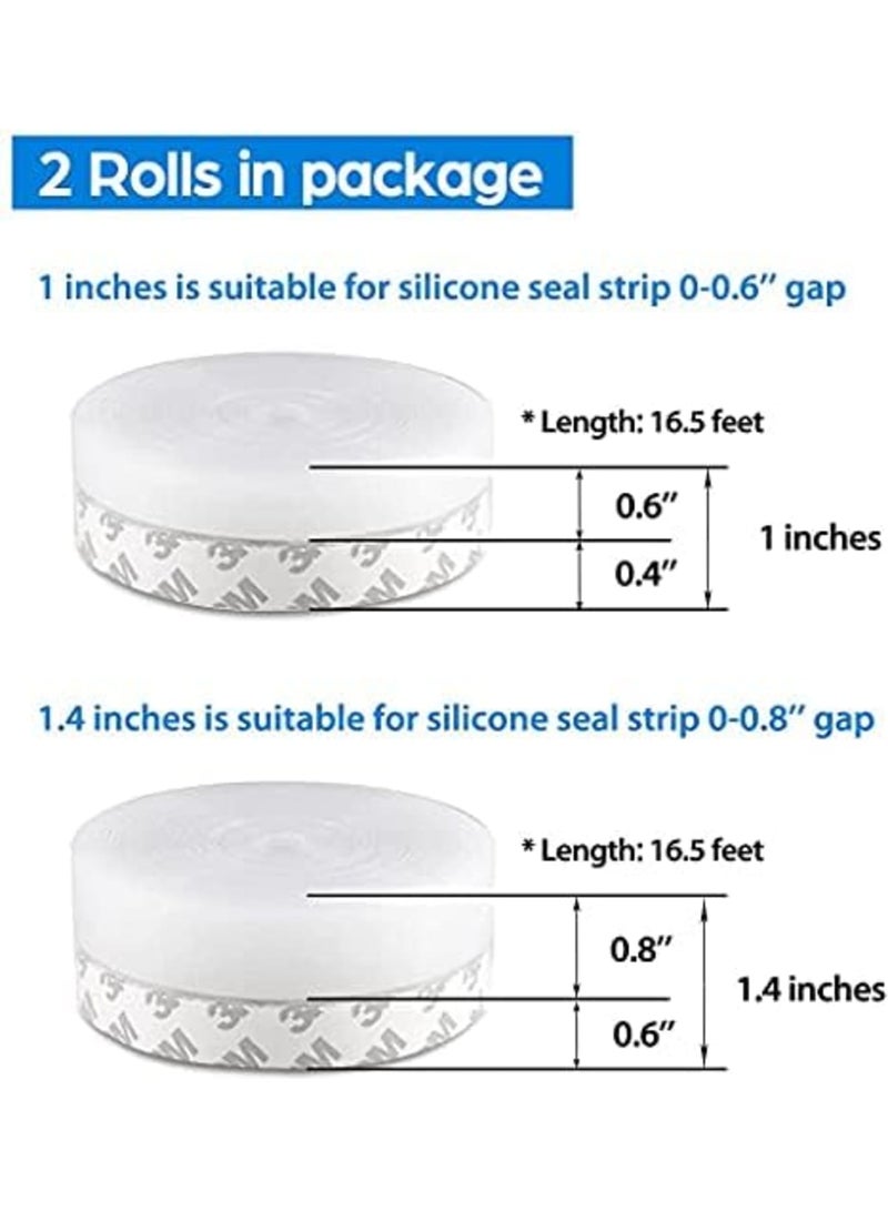 Luckam 33 Feet Door Weather Stripping, Silicone Seal Strip Window Seal Silicone Sealing Tape for Door Draft Stopper Adhesive Tape for Doors Windows and Shower Glass Gaps - 2 Rolls - Image 2