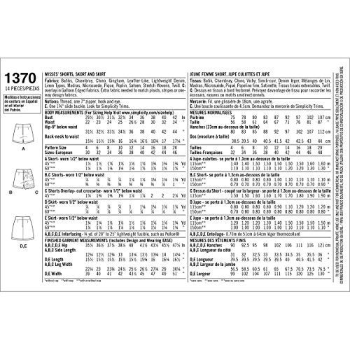 Simplicity 1370 Women's Shorts, Skorts, and Skirt Sewing Patterns, Sizes 6-14 - Image 2