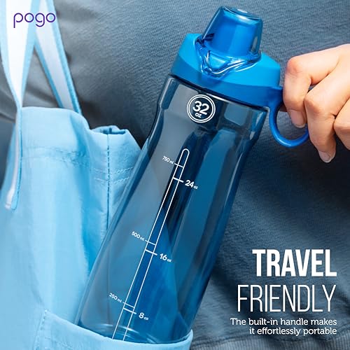 Pogo BPA-Free Tritan Plastic Water Bottle with Chug Lid, 32 Oz, Pink. - Image 5