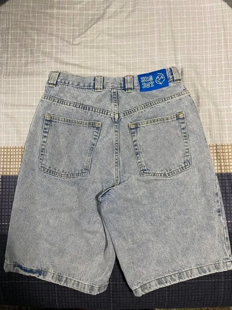 Summer Big Boy Jeans Y2K Hip-Hop Cartoon Pattern Embroidered Hip-Hop Harajuku Gothic Denim Shorts - Image 5