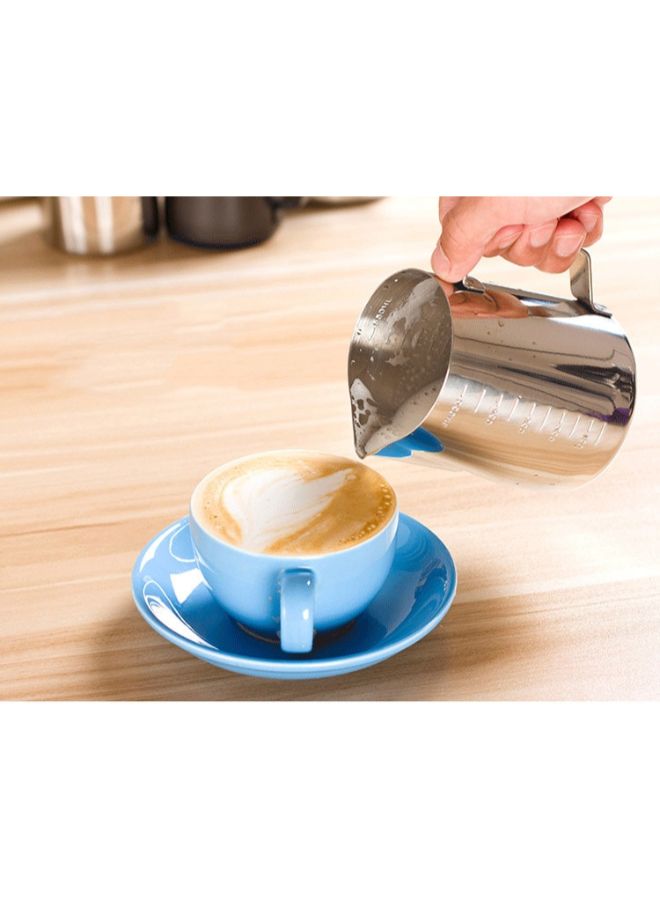 Stainless Steel Milk Frothing Coffee Jug Silver 10.5 x 9.8 x 8.9cm 201 with scale 350ml 201 with scale||350ml - Image 5
