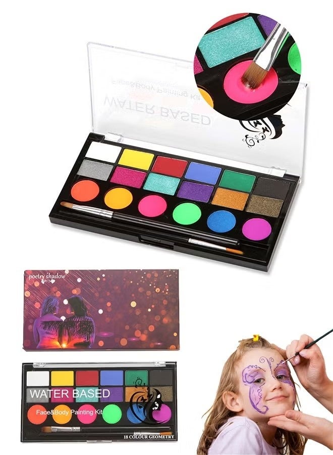 Face Painting Kit for Kids, Non Toxic and Washable Face Paint Kit, Hypoallergenic Make up for Children, Professional Multicolored Pallet for Parties and Celebrations - Image 1