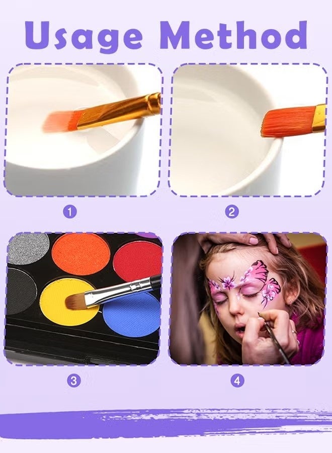 Face Painting Kit for Kids, Non Toxic and Washable Face Paint Kit, Hypoallergenic Make up for Children, Professional Multicolored Pallet for Parties and Celebrations - Image 2