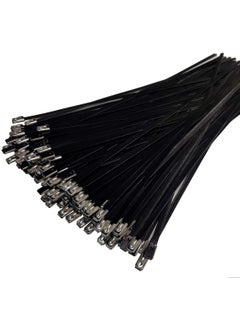 ADD GEAR ADD GEAR Stainless Steel 316 Black SelfLocking Cable Zip Ties Exhaust Wrap MultiPurpose DIY Locking Cable Metal Zip Ties Black 500 mm 20 inches 20  - Image 2