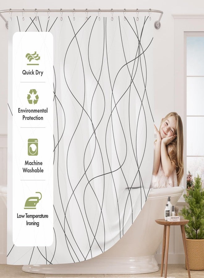 AmazerBath Shower Curtain, Rustic Abstract Black Striped Cloth Shower Curtain Sets with 12 Metal Shower Curtain Hooks, Luxury Washable Farmhouse Fabric Shower Curtains for Bathroom Decor, 72x72 Inches - Image 2