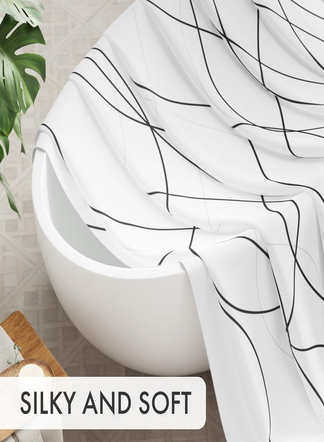 AmazerBath Shower Curtain, Rustic Abstract Black Striped Cloth Shower Curtain Sets with 12 Metal Shower Curtain Hooks, Luxury Washable Farmhouse Fabric Shower Curtains for Bathroom Decor, 72x72 Inches - Image 4