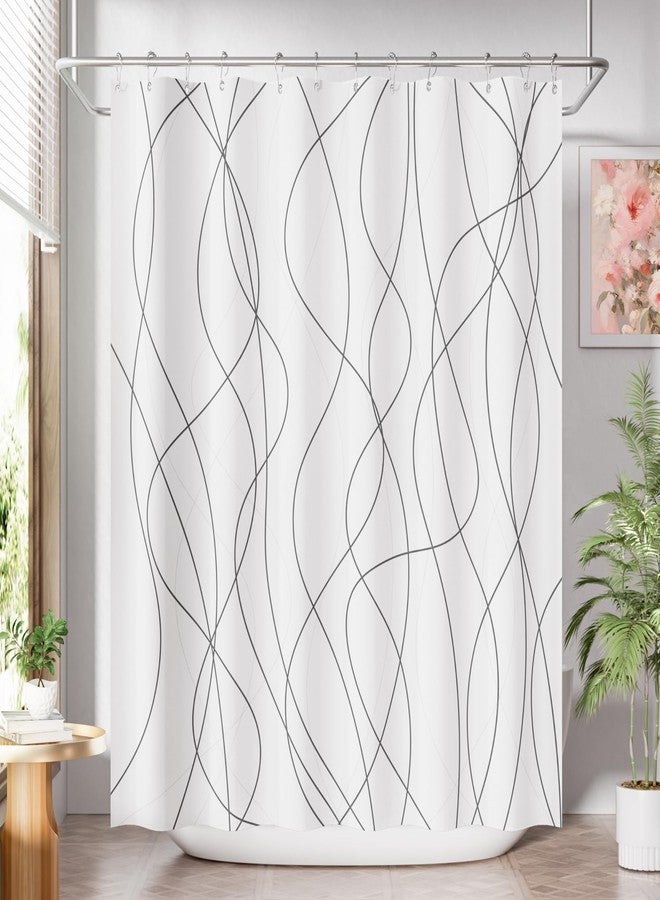 AmazerBath Shower Curtain, Rustic Abstract Black Striped Cloth Shower Curtain Sets with 12 Metal Shower Curtain Hooks, Luxury Washable Farmhouse Fabric Shower Curtains for Bathroom Decor, 72x72 Inches - Image 1