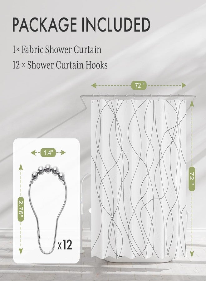 AmazerBath Shower Curtain, Rustic Abstract Black Striped Cloth Shower Curtain Sets with 12 Metal Shower Curtain Hooks, Luxury Washable Farmhouse Fabric Shower Curtains for Bathroom Decor, 72x72 Inches - Image 3