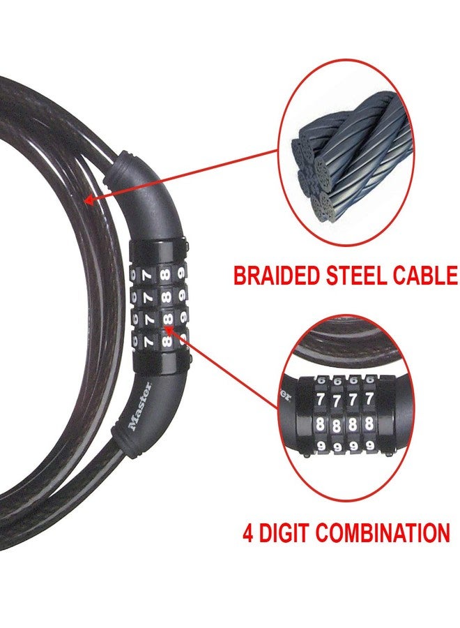 Master Lock 8119DPF 5' Long x 3/8" Diameter Set Your Own Combination Cable Bike Lock - Image 5