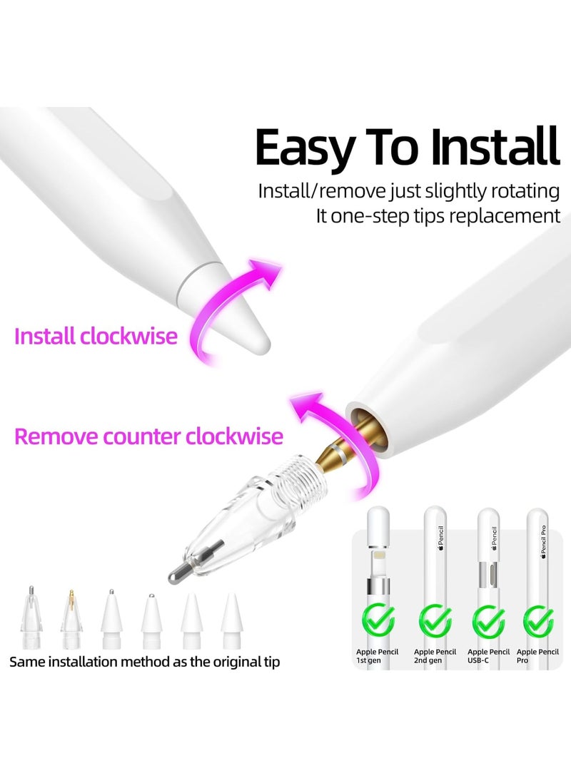 نصائح استبدال ترقية لـ Apple Pencil Pro / USB-C / 2nd Gen / 1st Gen Tips (مع حالة التخزين ، نصائح معدنية مزيجة مقاومة للارتداء لملحقات قلم رصاص iPad (حزمة 6 ، وردي) - Image 5