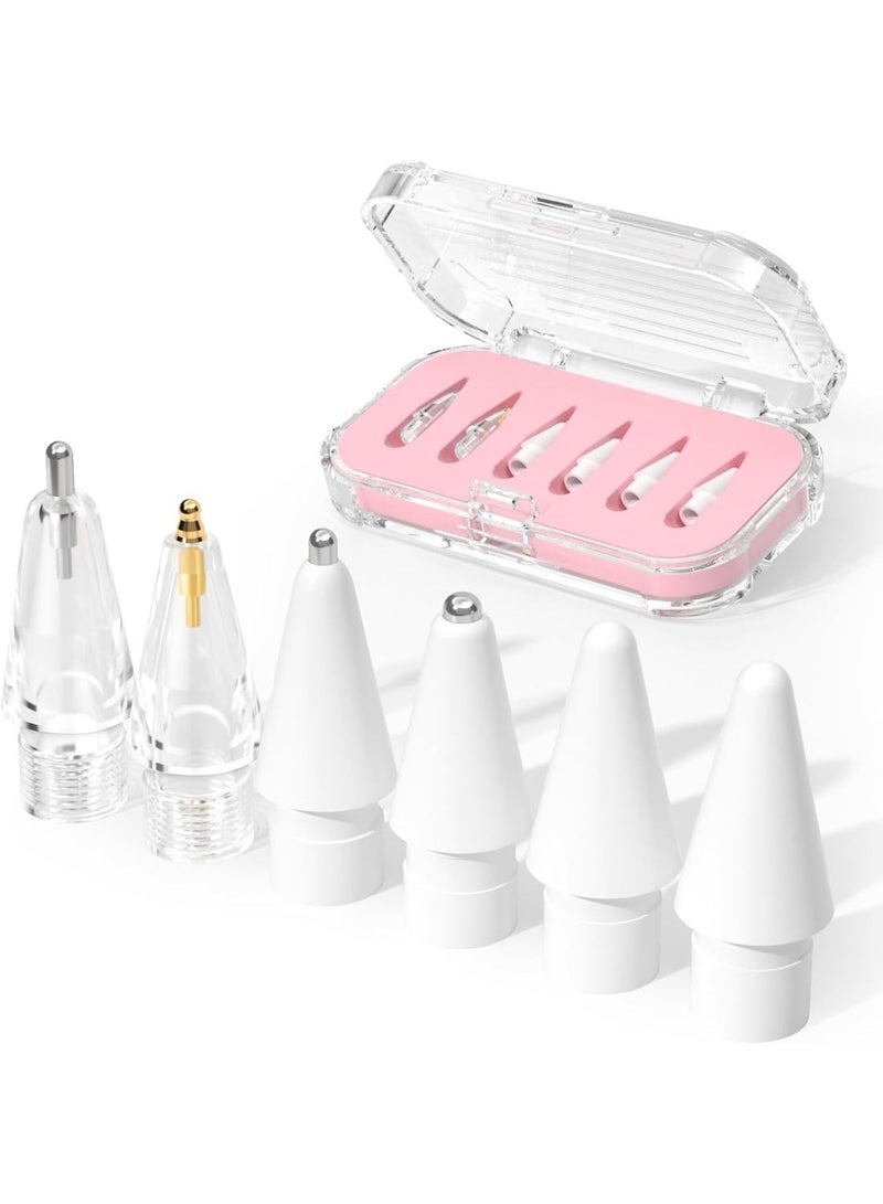 Upgraded Replacement Tips for Apple Pencil Pro/USB-C/2nd Gen/1st Gen Tips(with Storage case,wear-Resistant Mix Metal Tips for iPad Pencil Accessories(6 Pack，Pink) - Image 1