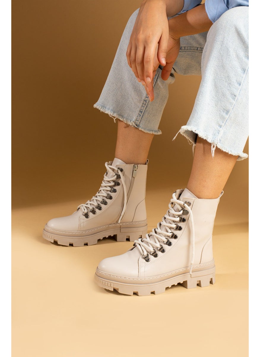 Pembe Potin Pink Boot Capsule Lace Detail Special Sole Zippered Women's Combat Boots 57-210-24  - Image 1