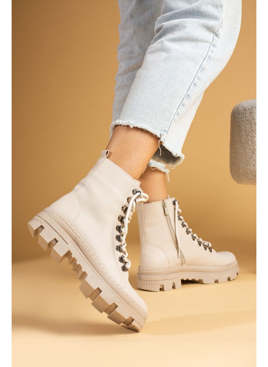 Pembe Potin Pink Boot Capsule Lace Detail Special Sole Zippered Women's Combat Boots 57-210-24  - Image 3