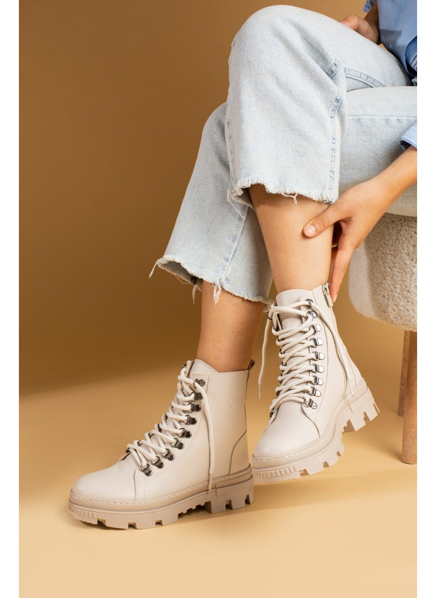 Pembe Potin Pink Boot Capsule Lace Detail Special Sole Zippered Women's Combat Boots 57-210-24  - Image 2