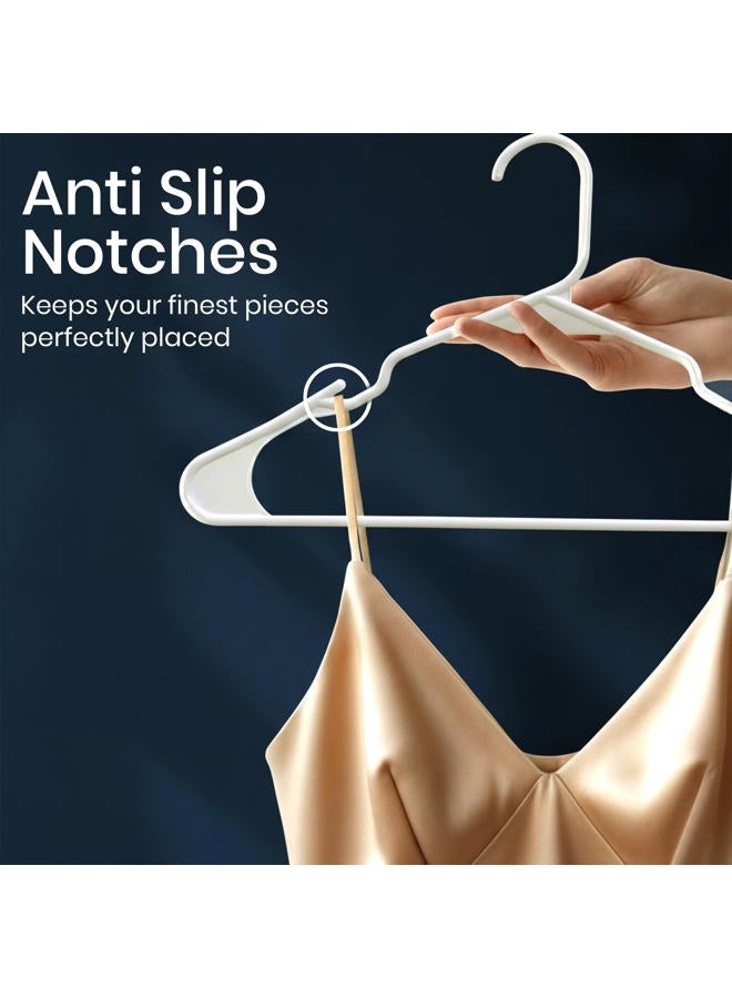 Utopia Home White Plastic Standard Hangers for Clothes 50-Pack Heavy Duty and Space Saving Notched Hangers - Image 3