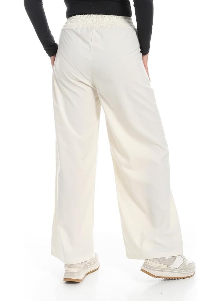 Hanady Women's wide-leg pants made of light and comfortable fabric, with a modern design for everyday use, white color - Image 1