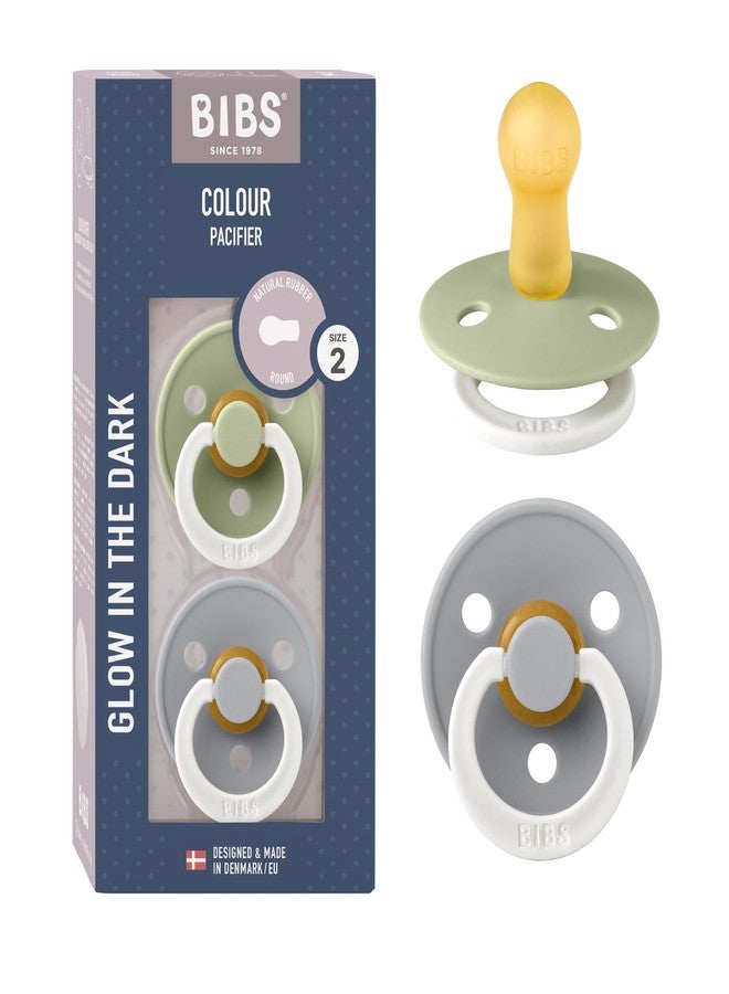 Bibs Pacifiers | Natural Rubber Baby Pacifier | Set of 2 BPA-Free Soothers | Made in Denmark | Sage Night/Cloud Night | Size 6-18 Months - Image 1