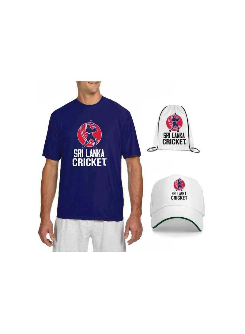 PRINTSHOP4ME Sri Lanka Unisex Sports Jersey T-Shirt Set - Sri Lanka Sports Fan Jersey T-Shirt - T-Shirt,Drawstring Bag,Cap - T-Shirt,Scarf,Cap - Gift Set for Sports Events, Matches  - Image 1