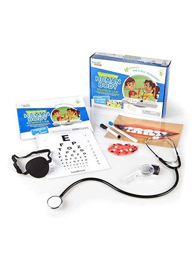hand2mind مجموعة علوم جسم الإنسان من الرأس إلى القدم تشمل مجموعة سلايم ومجموعة STEM للأطفال تتضمن سماعة طبية للأطفال تعمل على تعليم الجسم البشري وتشريح الإنسان للأطفال مجموعة طبيب الأطفال لوازم التعليم المنزلي - Image 1