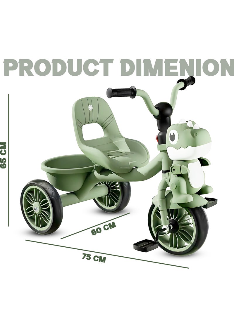 MarkedOne Tricycle for Kids, Baby Cycle with Light and Music, Kids Tricycle with Back Storage Basket & 3 Wheels, Kids Cycle Bike For 2 to 5 Years Boys Girls Green  - Image 4