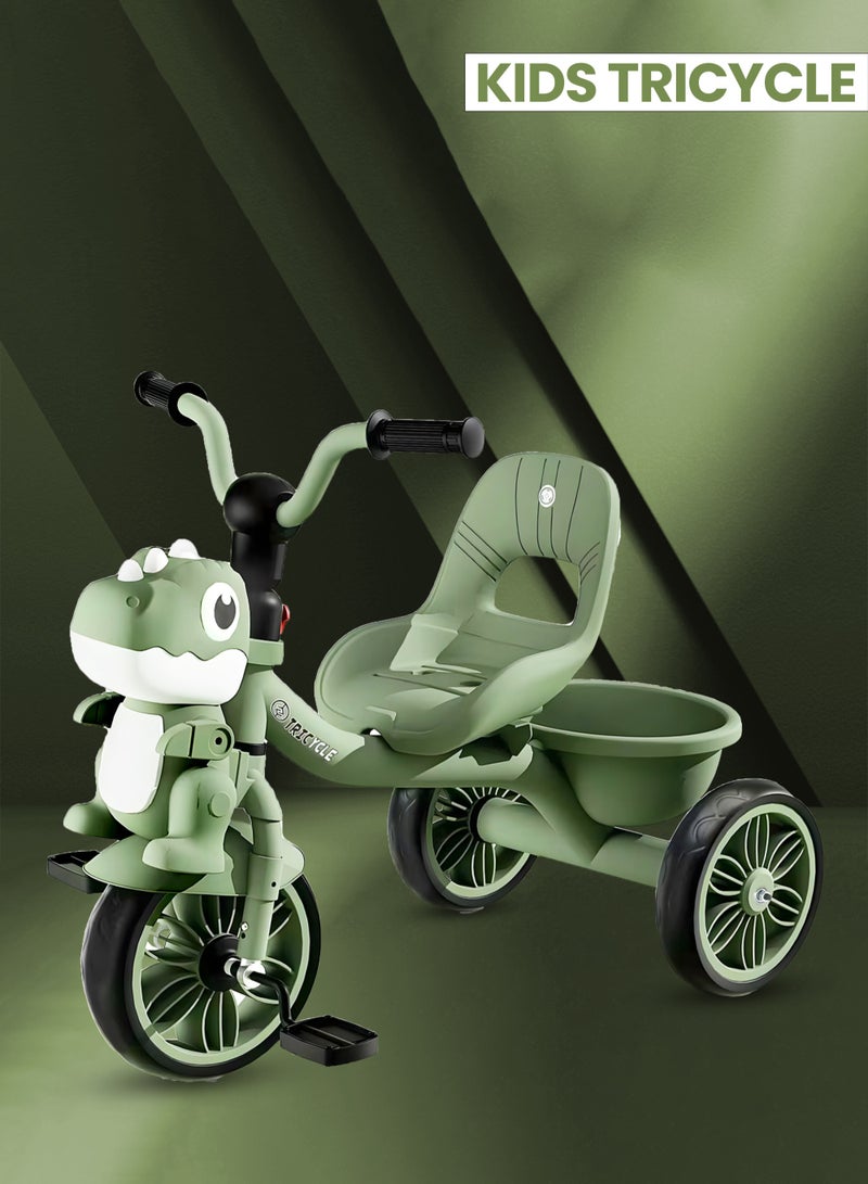 MarkedOne Tricycle for Kids, Baby Cycle with Light and Music, Kids Tricycle with Back Storage Basket & 3 Wheels, Kids Cycle Bike For 3+ Years Boys Girls  Olive Green - Image 1