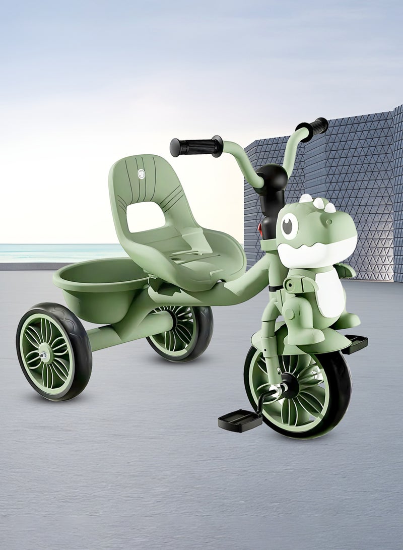 MarkedOne Tricycle for Kids, Baby Cycle with Light and Music, Kids Tricycle with Back Storage Basket & 3 Wheels, Kids Cycle Bike For 3+ Years Boys Girls  Olive Green - Image 2