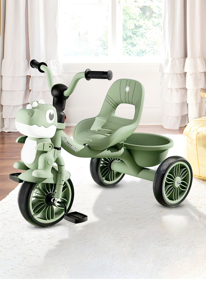 MarkedOne Tricycle for Kids, Baby Cycle with Light and Music, Kids Tricycle with Back Storage Basket & 3 Wheels, Kids Cycle Bike For 3+ Years Boys Girls  Olive Green - Image 3