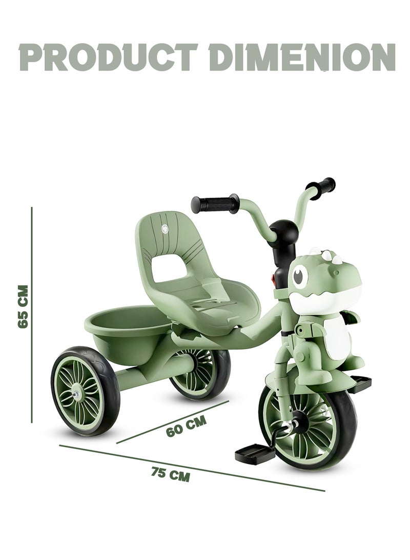 MarkedOne Tricycle for Kids, Baby Cycle with Light and Music, Kids Tricycle with Back Storage Basket & 3 Wheels, Kids Cycle Bike For 3+ Years Boys Girls  Olive Green - Image 4