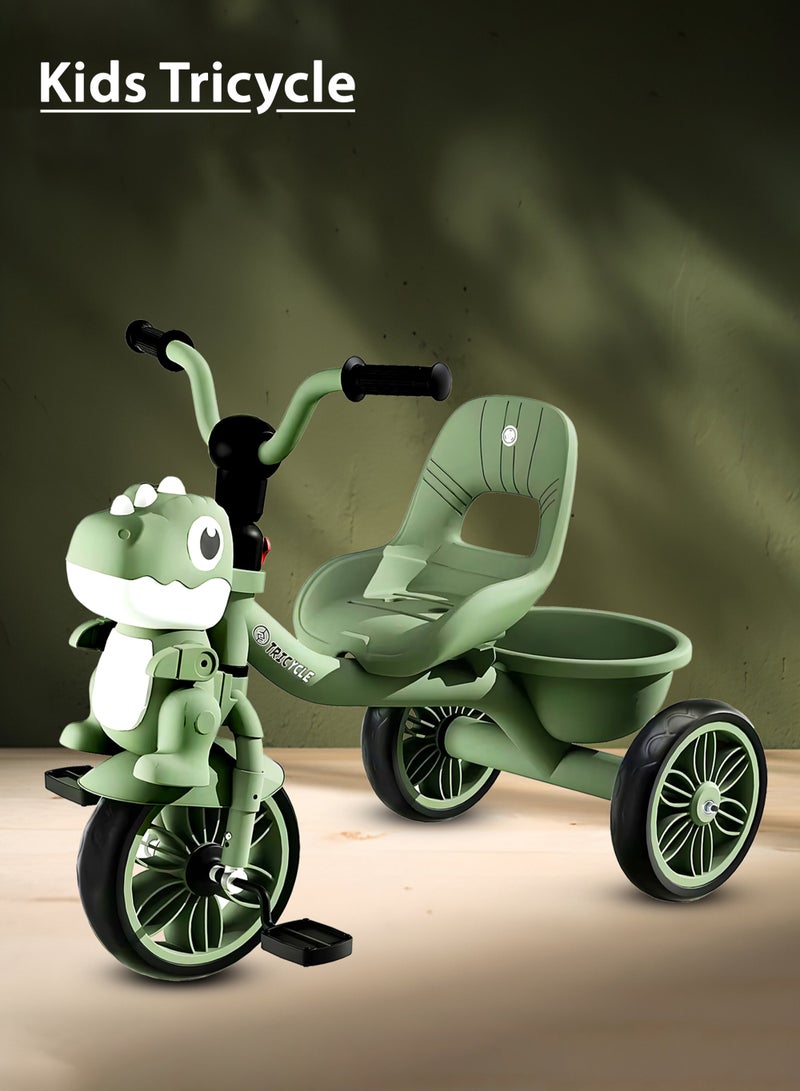 MarkedOne Tricycle for Kids, Baby Cycle with Light and Music, Kids Tricycle with Back Storage Basket & 3 Wheels, Kids Cycle Bike For 3+ Years Boys Girls  Olive Green - Image 5
