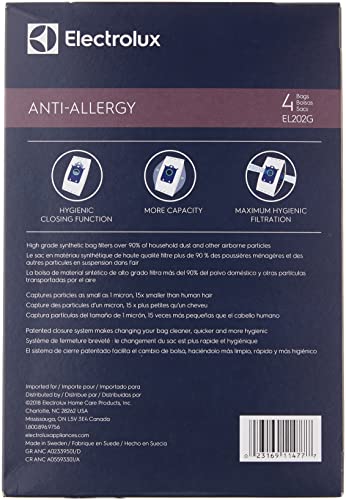 Electrolux EL202G S-Bag Anti-Allergy Synthetic Vacuum Bags, 4 Pack, Blue - Image 2