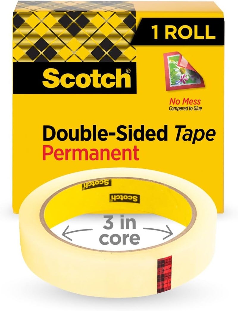 3M Scotch Double Sided Tape 665, 3/4 inch x 1296 inch (36 Yards) Permanent Adhesive - Image 1