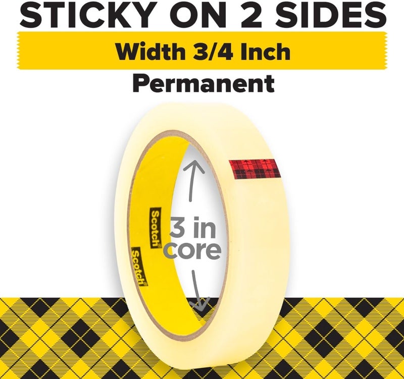 3M Scotch Double Sided Tape 665, 3/4 inch x 1296 inch (36 Yards) Permanent Adhesive - Image 4