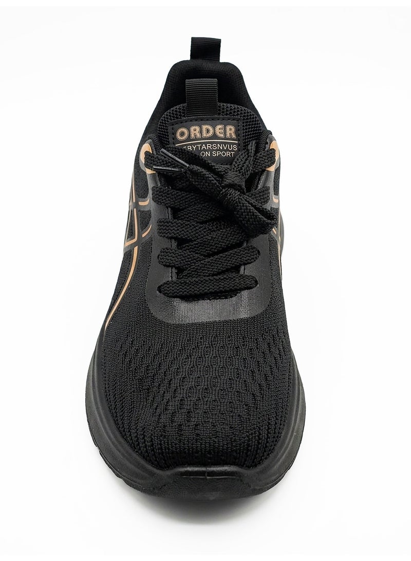 طلب اطلب حذاء الجري الرجالي Midnight 1 - خفيف الوزن، مصنوع من شبكة مسامية، جزء علوي صناعي، نعل TR متين، أسود / بني - Image 1