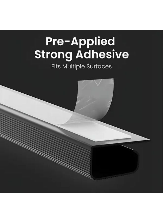 2Pcs Black Self Adhesive Under Table Cable Tray PVC Wire Organizer No Drilling Installation - Image 3