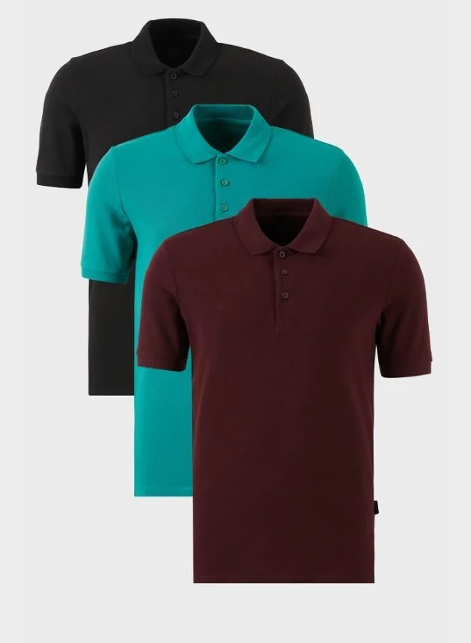 بوراتي تيشيرت رجالي بولو قطن من بوراتي بثلاث قطع