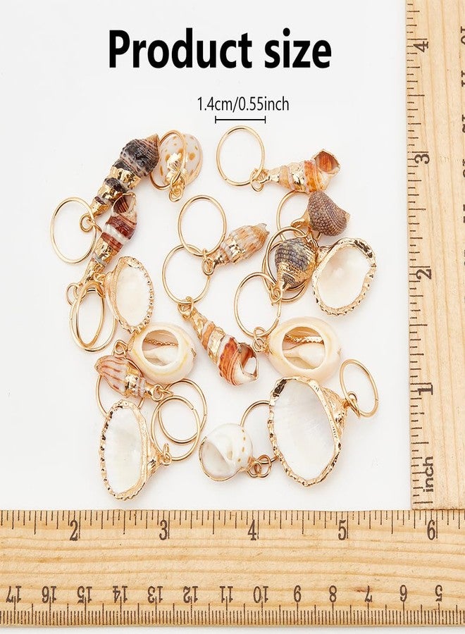 PLIGREAT 16 Pcs Seashell Conch Dreadlock Rings Charms Braids Hair Jewelry Set DIY Locs Hair Accessories Beach Shell Pendant Hair Charms for Women Men Hair Braids Ponytail Hair Decor, 8 Styles - Image 5
