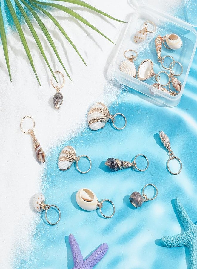 PLIGREAT 16 Pcs Seashell Conch Dreadlock Rings Charms Braids Hair Jewelry Set DIY Locs Hair Accessories Beach Shell Pendant Hair Charms for Women Men Hair Braids Ponytail Hair Decor, 8 Styles - Image 2