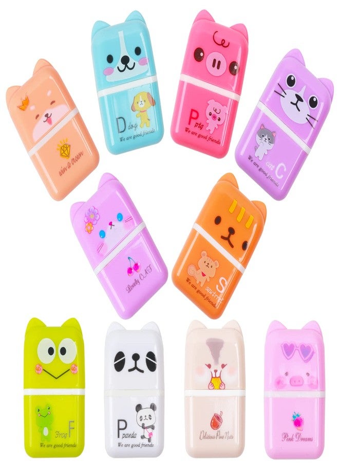 NEPOG 10 Pcs Cute Erasers, Cartoon Animal Themed Roller Eraser, Erasers for Kids, Eraser with Cover and Roller for Kids Office School Supplies - Image 1