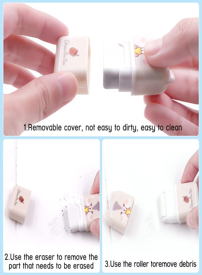 NEPOG 10 Pcs Cute Erasers, Cartoon Animal Themed Roller Eraser, Erasers for Kids, Eraser with Cover and Roller for Kids Office School Supplies - Image 3