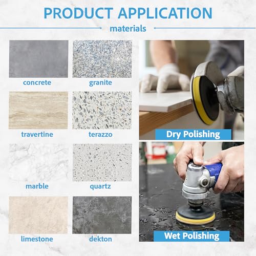 POLISHSURF Diamond Polishing Pads 5 Inch Wet Dry Set 8 Pieces for Marble Quartz Stone Countertop Granite Concrete Polishing - Image 4