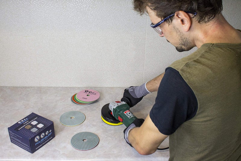 POLISHSURF Diamond Polishing Pads 5 Inch Wet Dry Set 8 Pieces for Marble Quartz Stone Countertop Granite Concrete Polishing - Image 3