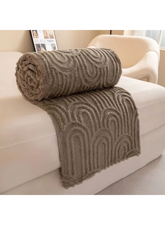 DANUBE HOME AW25 WL5515-BR-C Jacquard Throw Blanket - Khaki 200x230cm | Soft Polyester Decorative Throw | Cozy Sofa Cover For Living Room & Bedroom