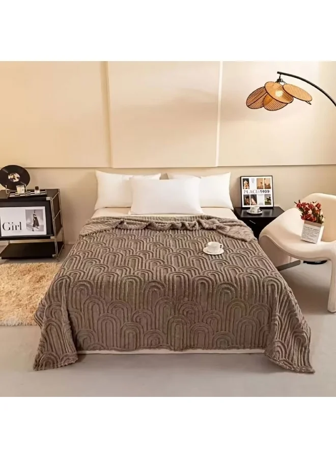 DANUBE HOME AW25 WL5515-BR-C Jacquard Throw Blanket - Khaki 200x230cm | Soft Polyester Decorative Throw | Cozy Sofa Cover For Living Room & Bedroom