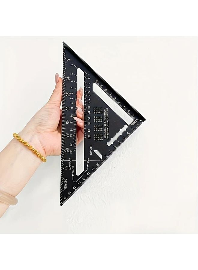7 Inch Blue Aluminum Triangle Ruler 45 90 Degree Angle Measuring Tool - Image 3