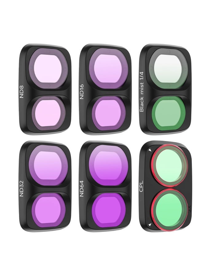 سني لايف فلتر كاميرا لـ Osmo Pocket 4 Pro، مجموعة فلاتر عدسة ND8-64/PL قابلة للتعديل وCPL وMCUV وBlack Mist مع زجاج SCHOTT وطلاء متعدد الطبقات وملحقات تركيب سريع(MCUV+CPL+ND32+ND64) - Image 1