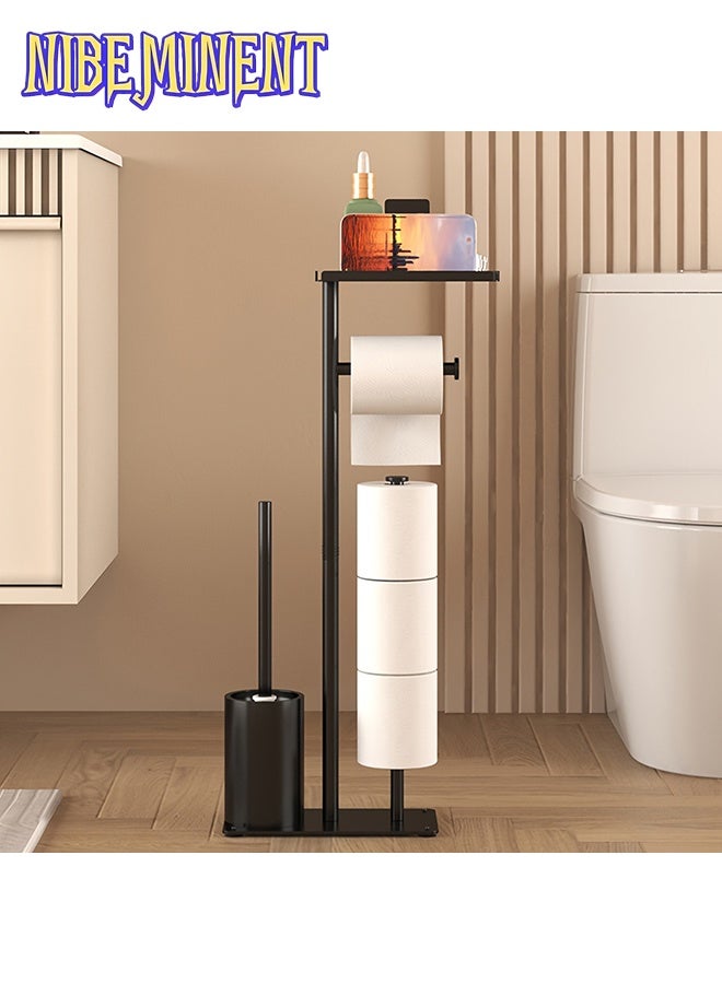 NIBEMINENT 1pc Freestanding Toilet Paper Holder with Storage - Self-Adhesive, Wrought Iron Bathroom Accessory for Tissues & Rolls, Toilet Paper Dispenser, Living Room - Image 5