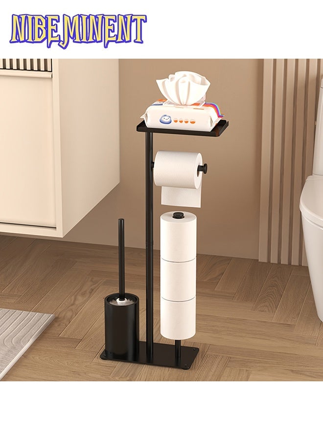 NIBEMINENT 1pc Freestanding Toilet Paper Holder with Storage - Self-Adhesive, Wrought Iron Bathroom Accessory for Tissues & Rolls, Toilet Paper Dispenser, Living Room - Image 4