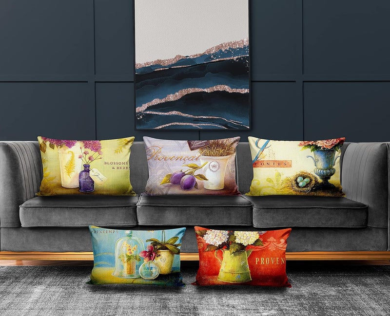Ultimate Trends Polyester Digital Modern Printed Pillow Cover 12x18 Set of 5 Multi Color UTCS1006